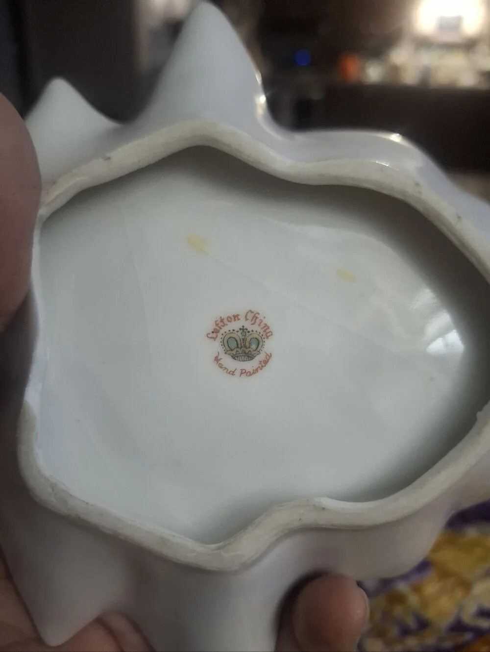 Lefton White Porcelain Floral Decorative Dish with Gold Trim